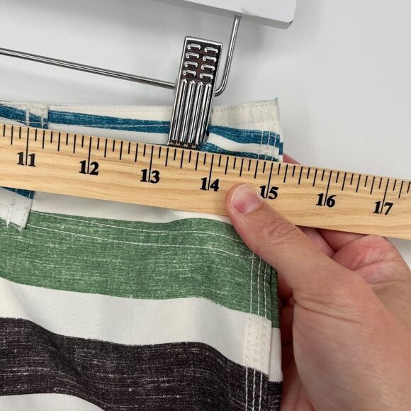 Ezekiel Mens Board Shorts Swim Trunks Size 28 Pocket Striped Blue Green White - Picture 9 of 12